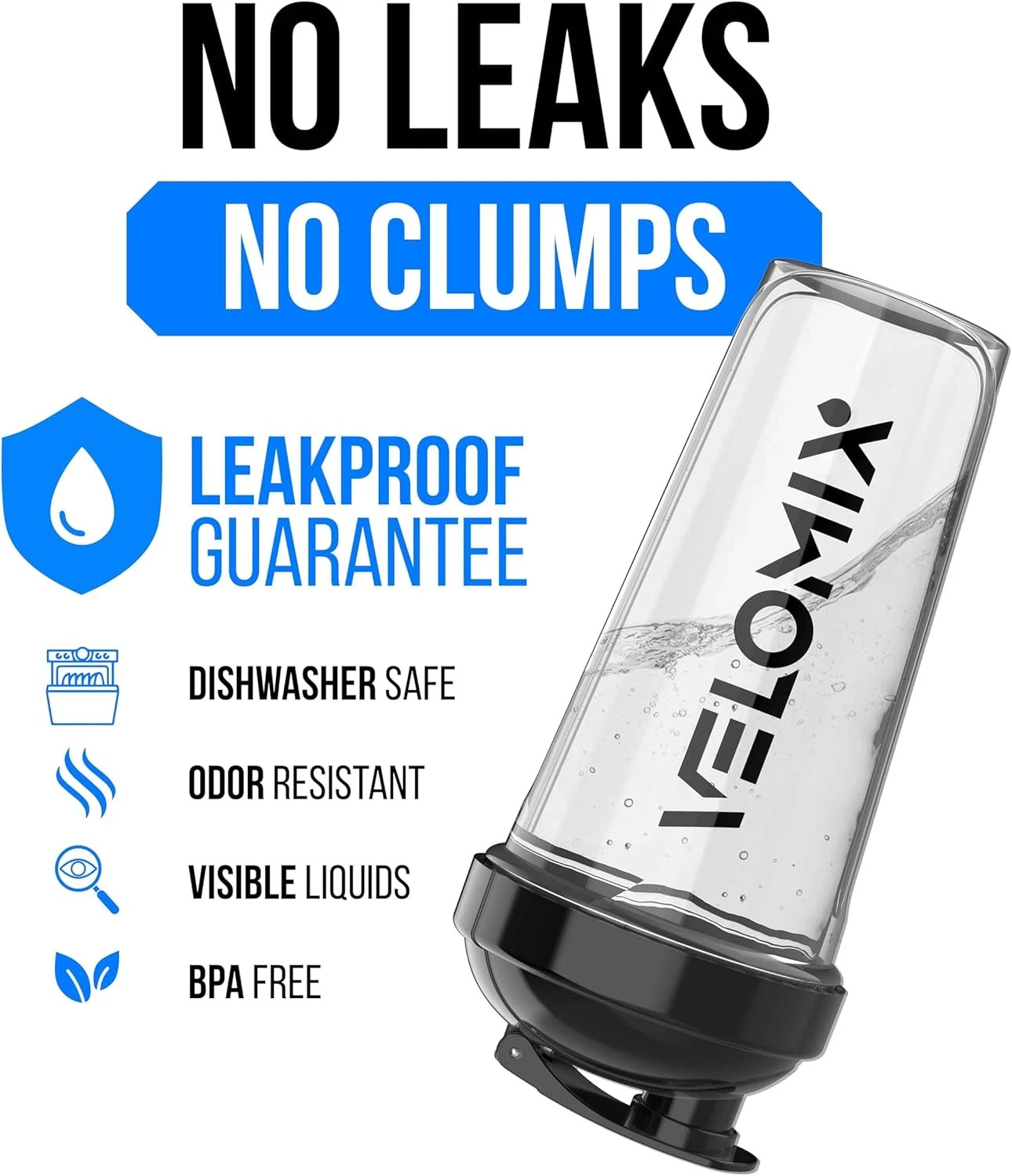 VELOMIX -2 Pack- 28 Oz Protein Shaker Bottles for Protein Mixes – 2X Wire Whisk
