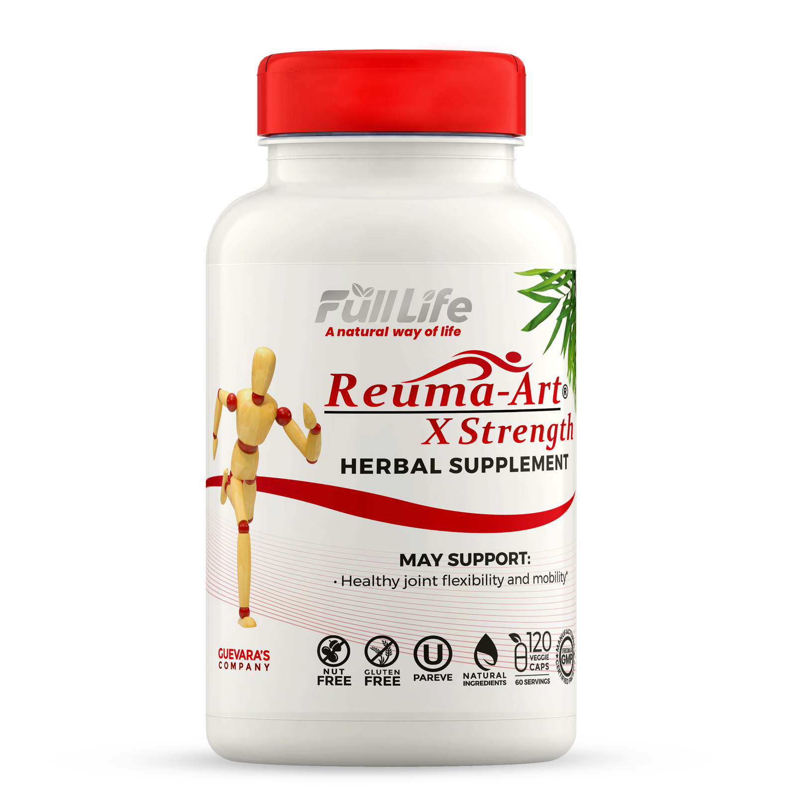 Full Life Reuma-Art X-Strength 120 Caps Natural Herbal Pain Relief f/ Joint Pain