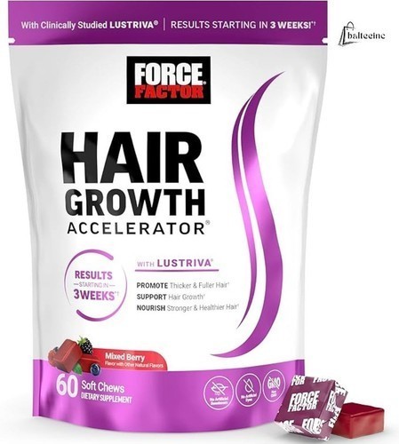 Force Factor Hair Growth Gummies — 60 Count, Mixed Berry Flavor