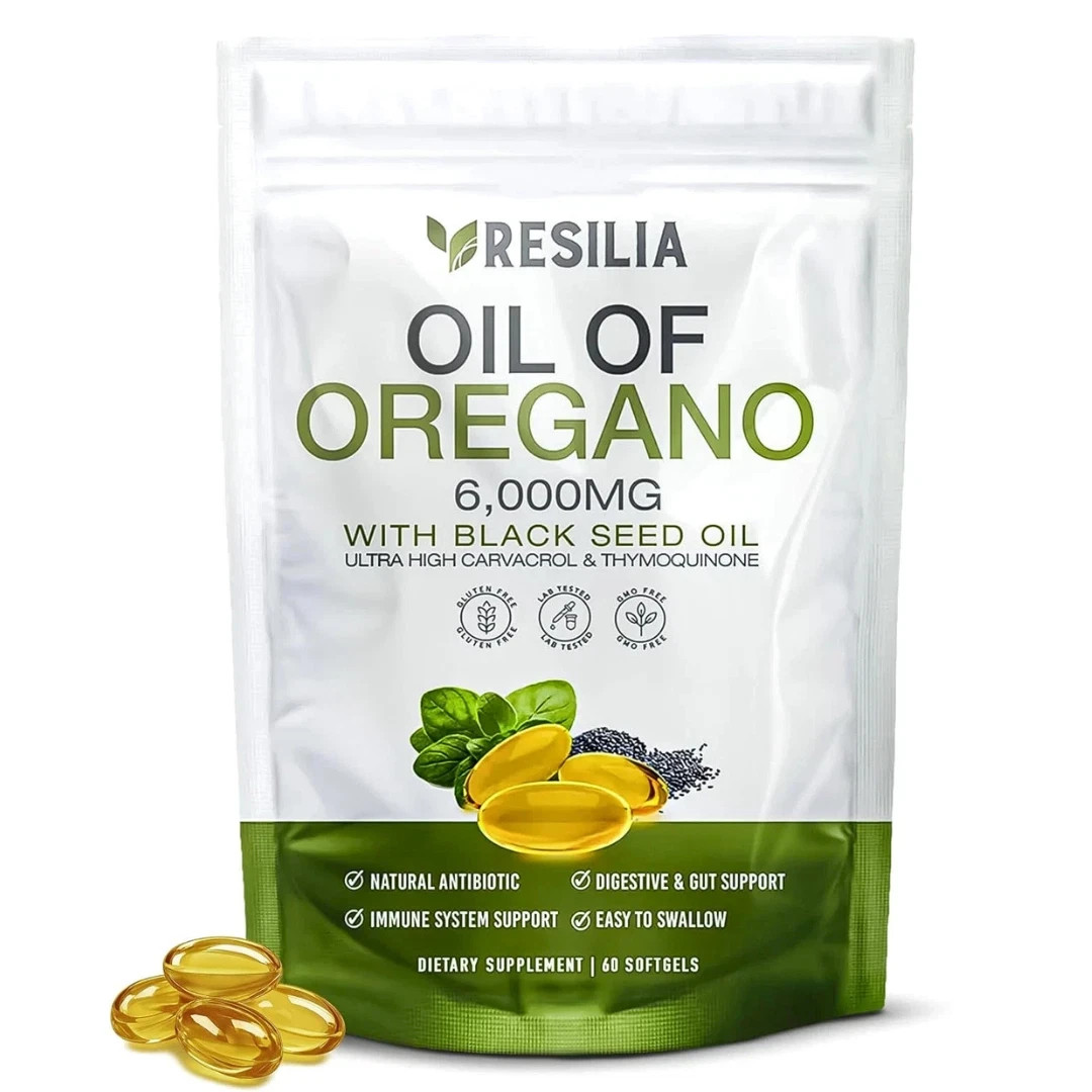 Resilia Black Seed Oil 6000mg Oregano Oil Softgels Organic Capsules