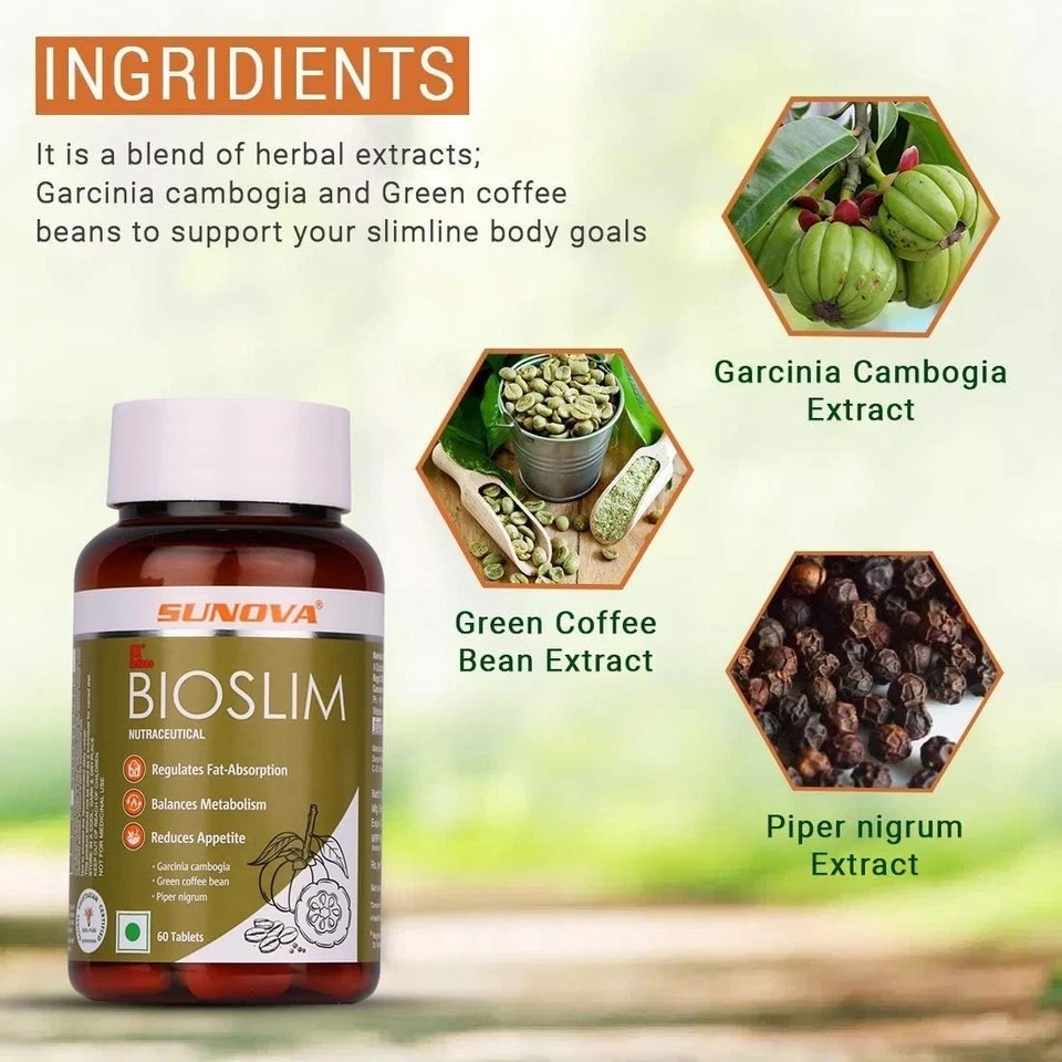 Bioslim by Sunova – 60 Herbal Tablets for Fat Burn & Metabolism Support