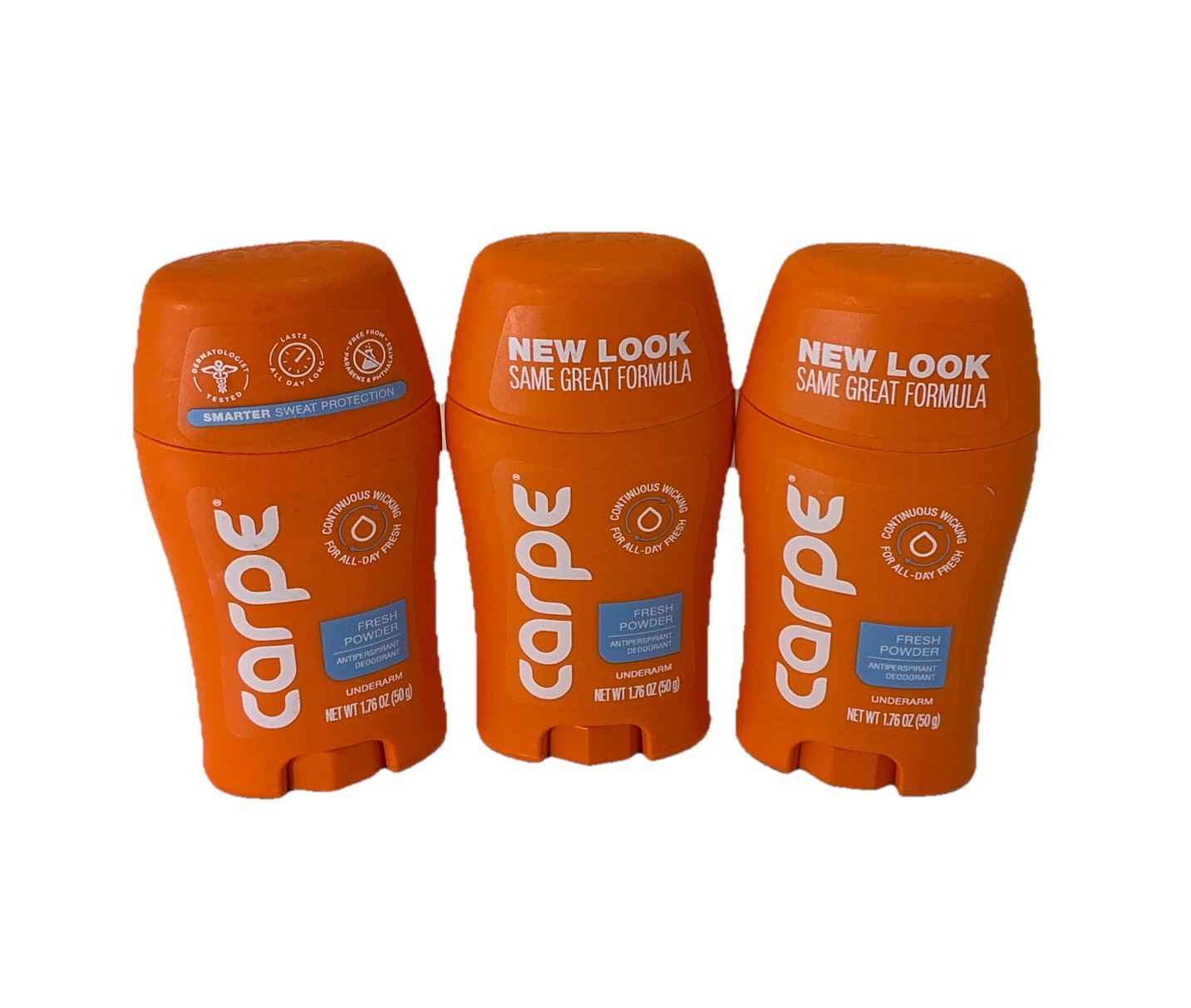 LOT OF 3 Carpe • Antiperspirant Underarm Lotion • FRESH POWDER 1.76 oz/ 50g
