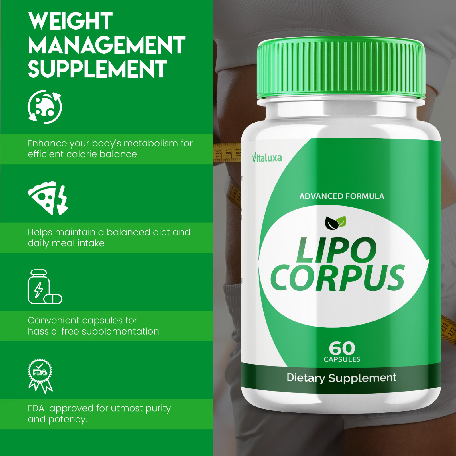 (5 Pack) Lipo Corpus, Official Formula for a Fit and Healthy Body (300 Capsules)