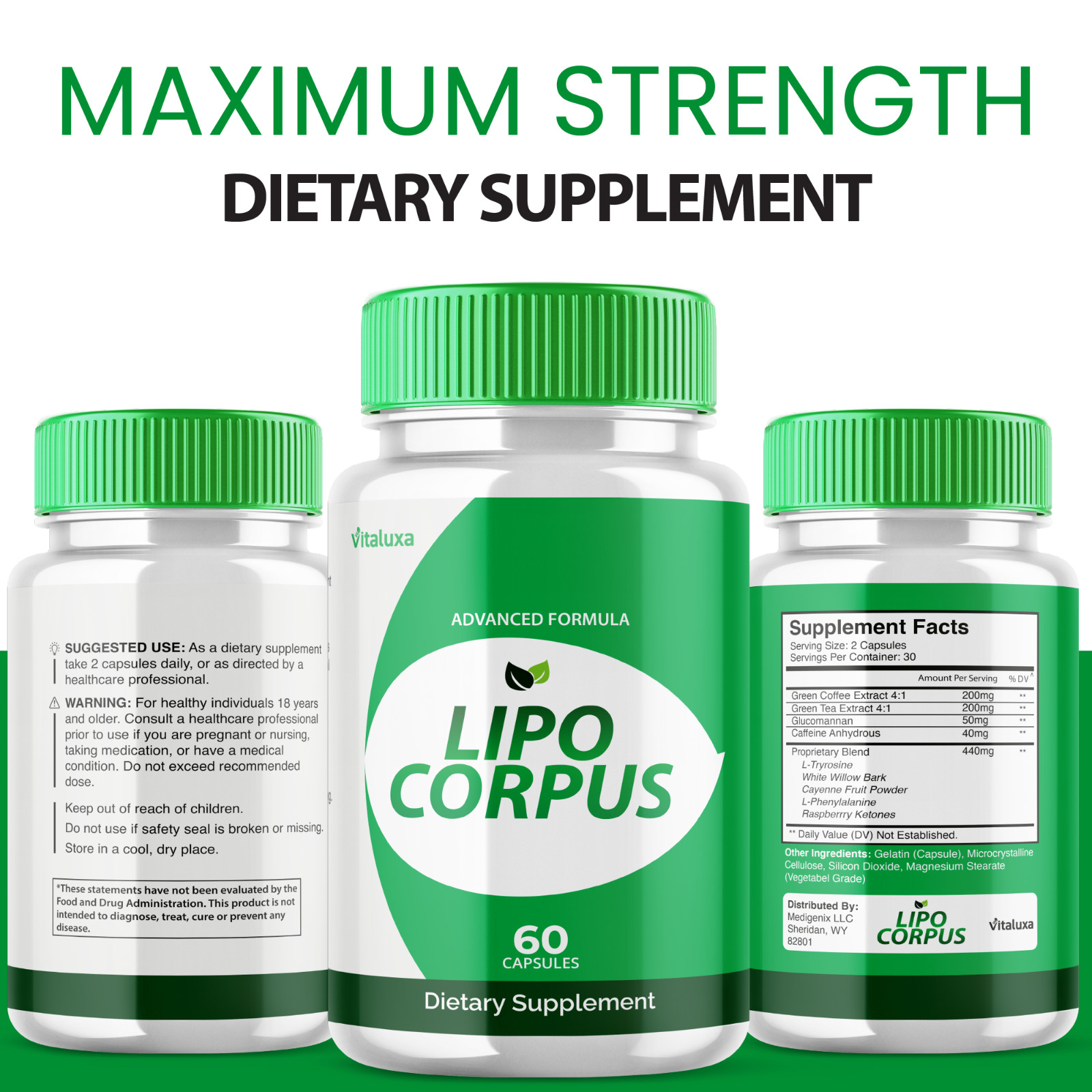 (5 Pack) Lipo Corpus, Official Formula for a Fit and Healthy Body (300 Capsules)