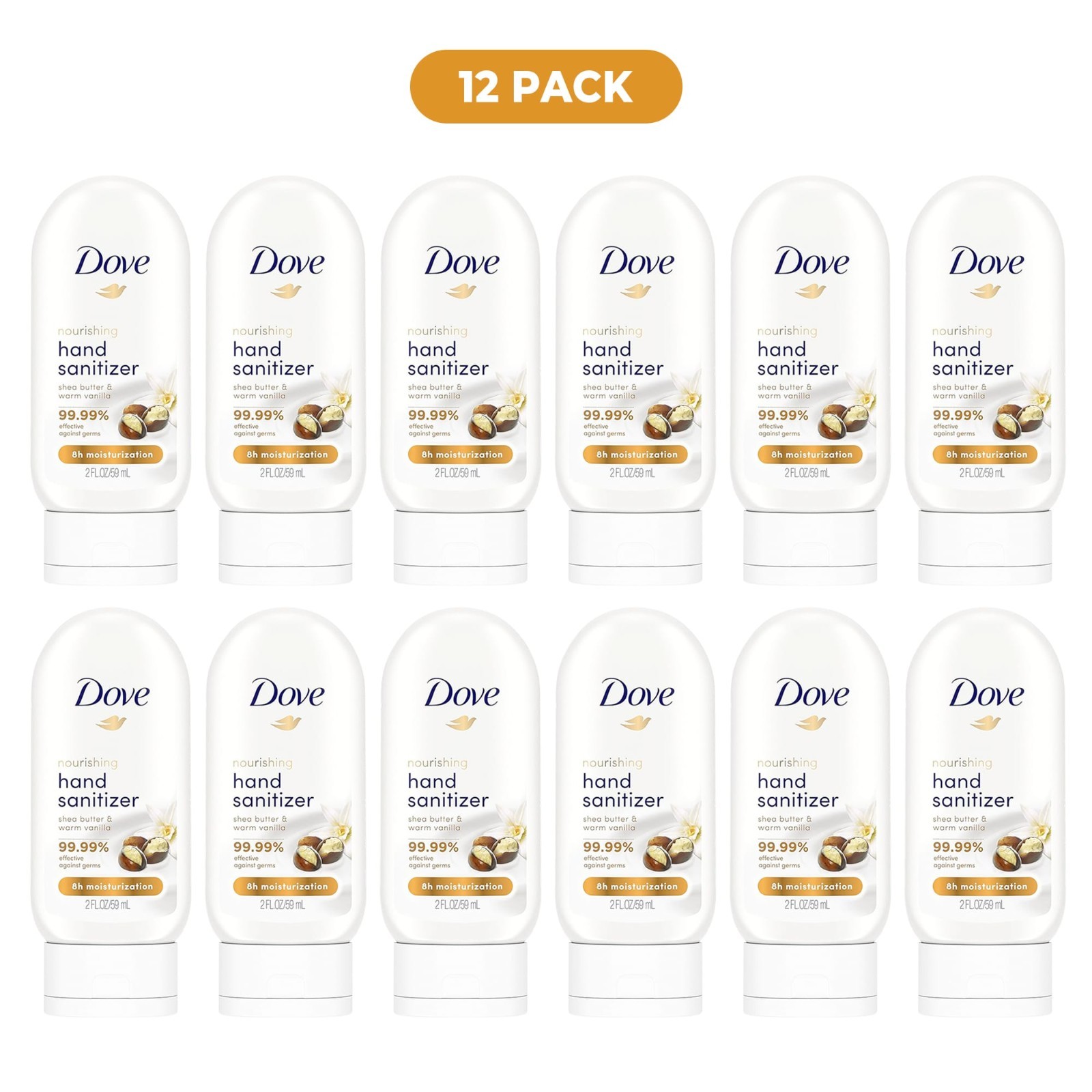 2oz Dove Nourishing Hand Sanitizer Shea Butter & Warm Vanilla 12 pack
