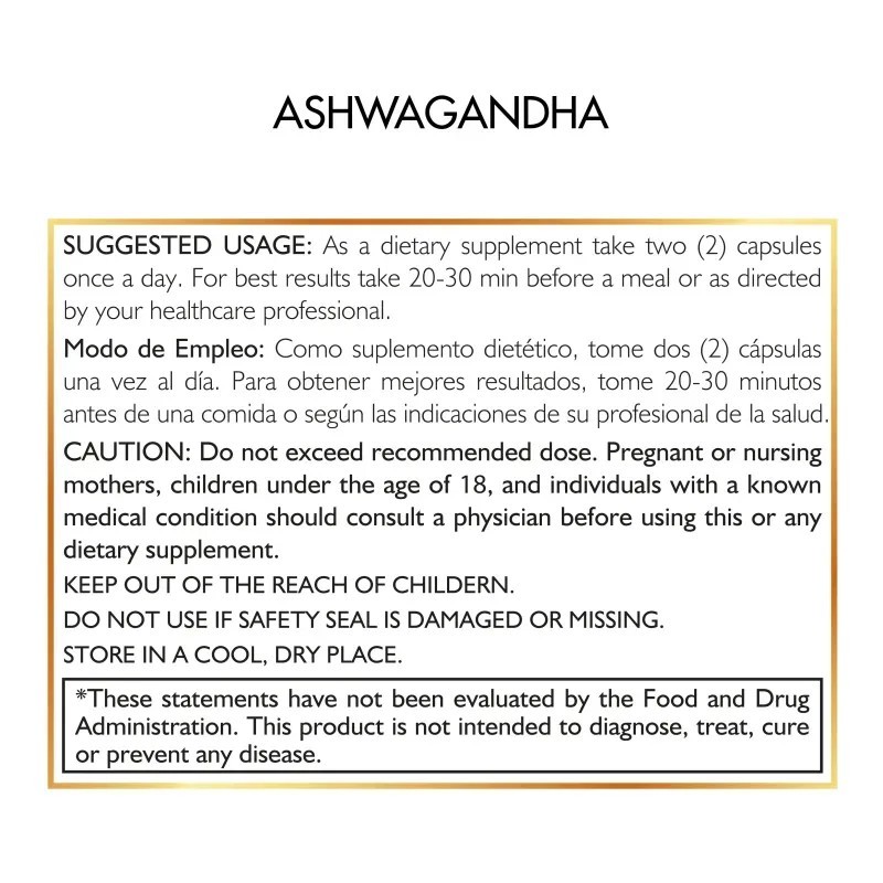 Organic Ashwagandha w/Black Pepper – Brand: Coco March – exp: 12/2029 – 1300 mg