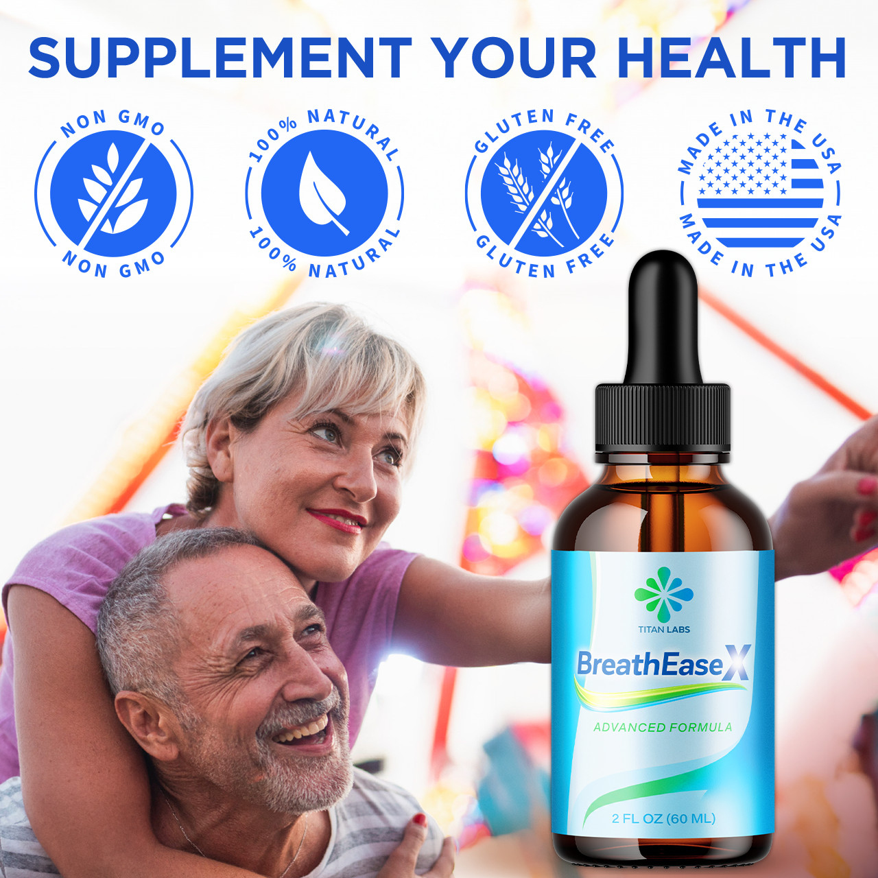 (2 Pack) BreathEaseX Drops Advanced Lungs Support Breath EaseX 60 Servings