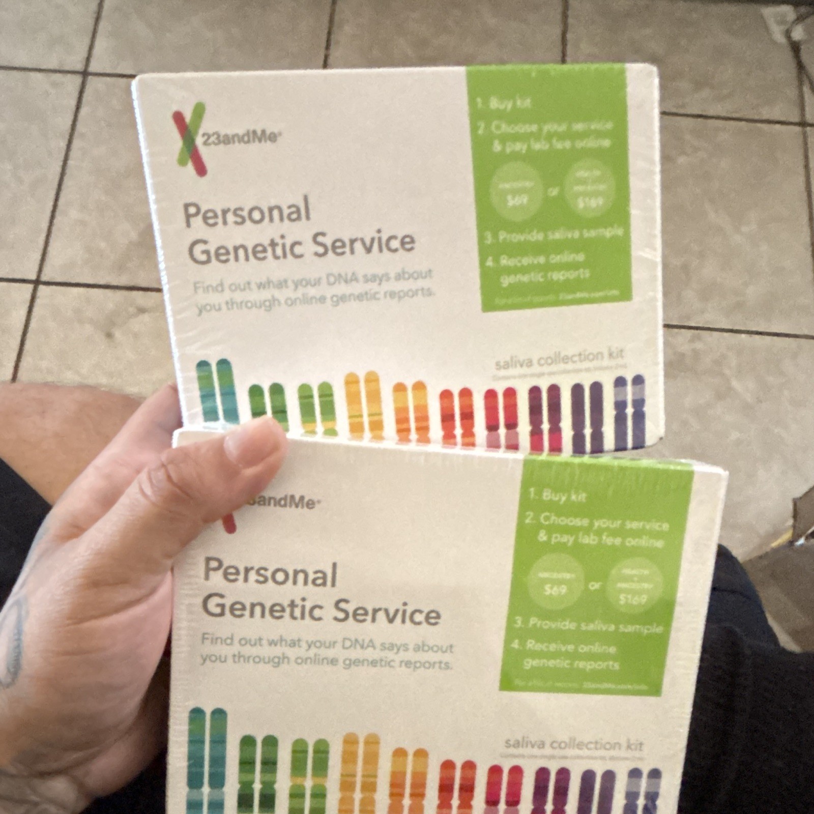 23andMe Personal Genetic Service Home DNA Test, Saliva Kit, 2 Boxes, No Blood