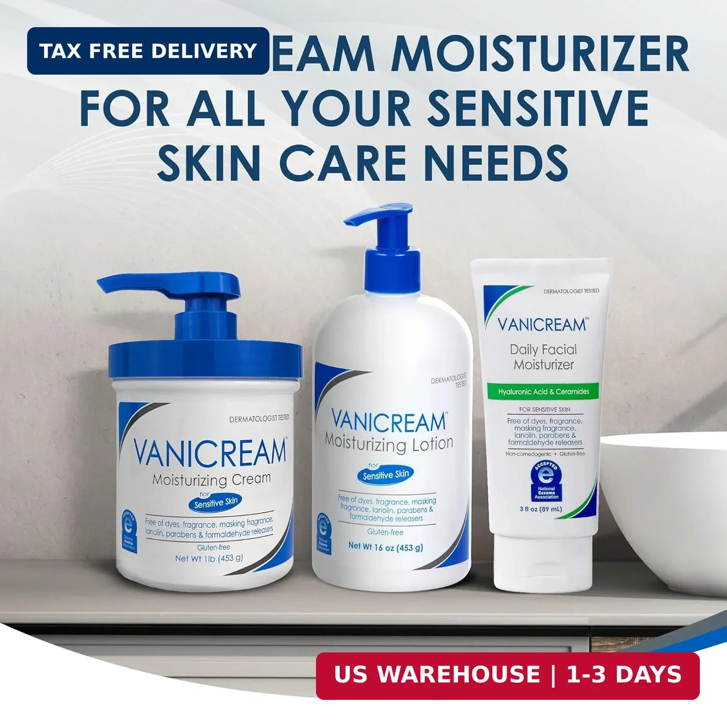 Moisturizing Cream, For Sensitive Skin, 1 lb (453 g), Vanicream