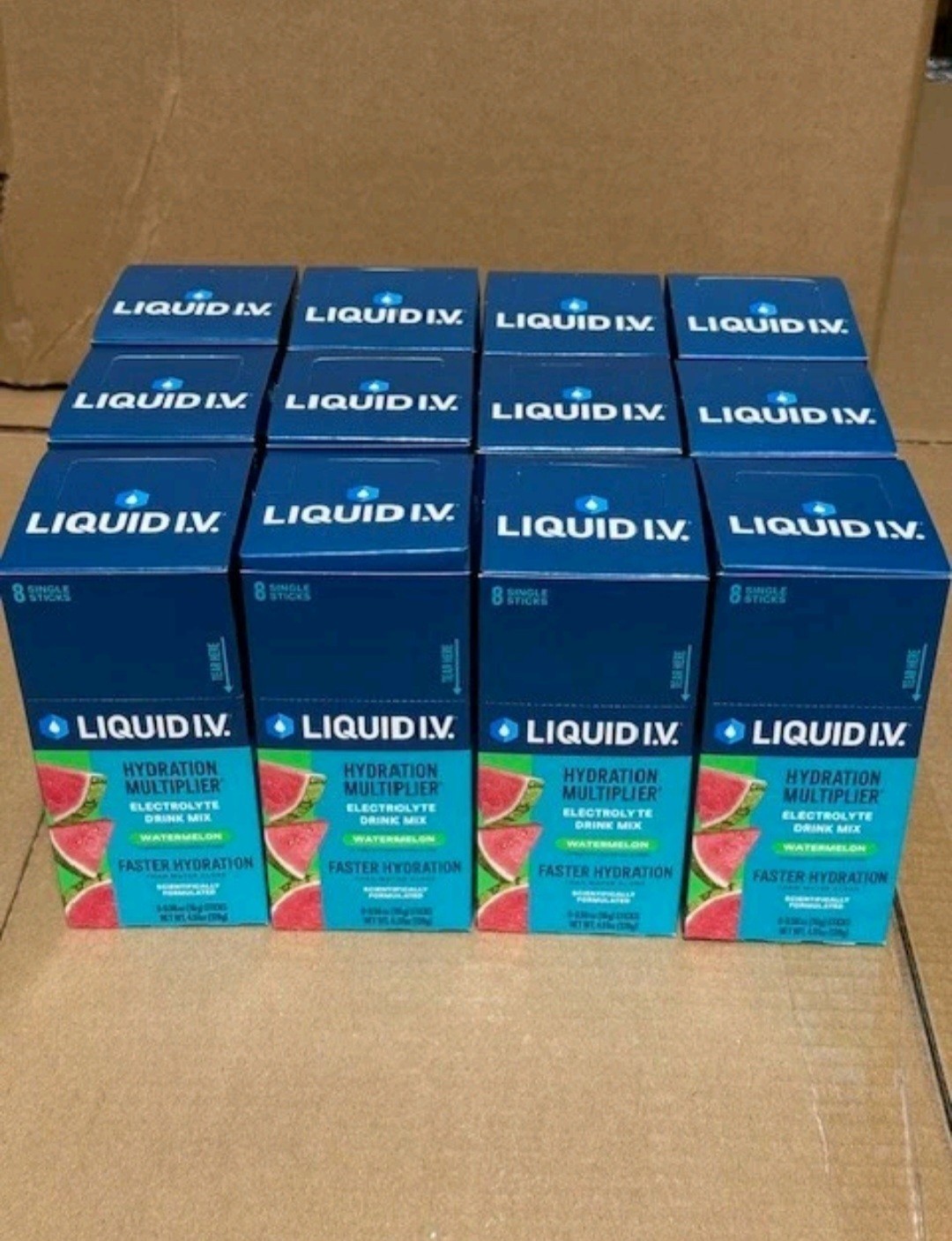 LIQUID I.V. Hydration Multiplier – Electrolyte Drink Mix Watermelon 8 Ct 12 Pack