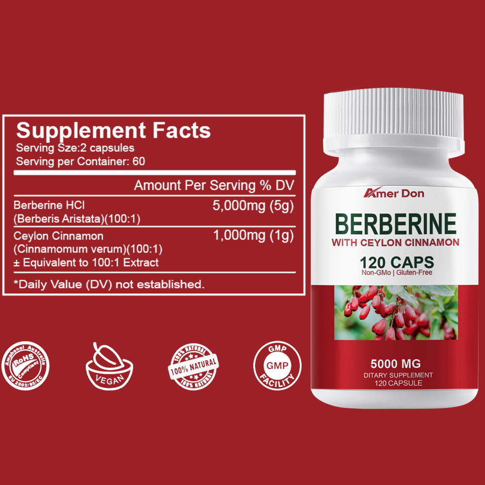 Berberine with Ceylon Cinnamon 5000mg 120 Caps Heart Health & Immune – US