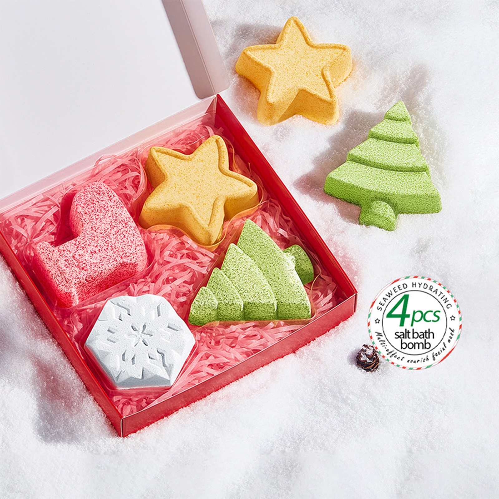 1Set 4PCS Bath Bombs Moisturizing Christmas Style For Holiday Festival Scented