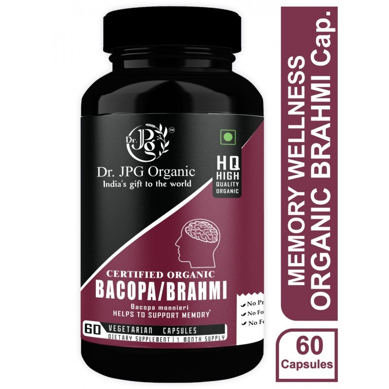 4x Bacopa-Brahmi ayurvedic Capsules Dr. JPG Organic ISO & GMP Certified