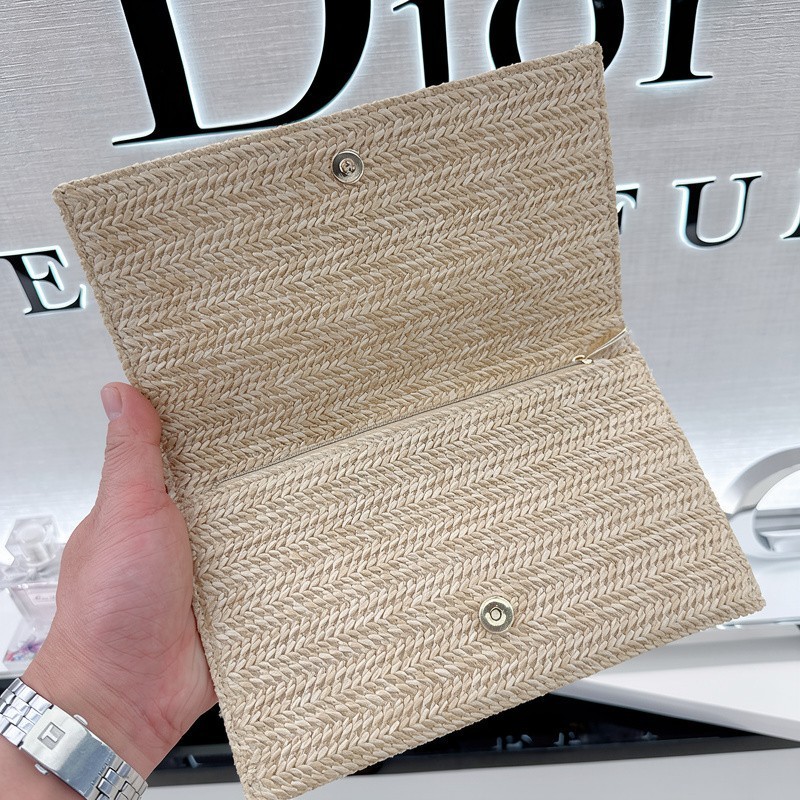 DiѺr Beauty Summer Limited Edition Rattan Beige Cosmetic Pouch Storage Bag NIB!!