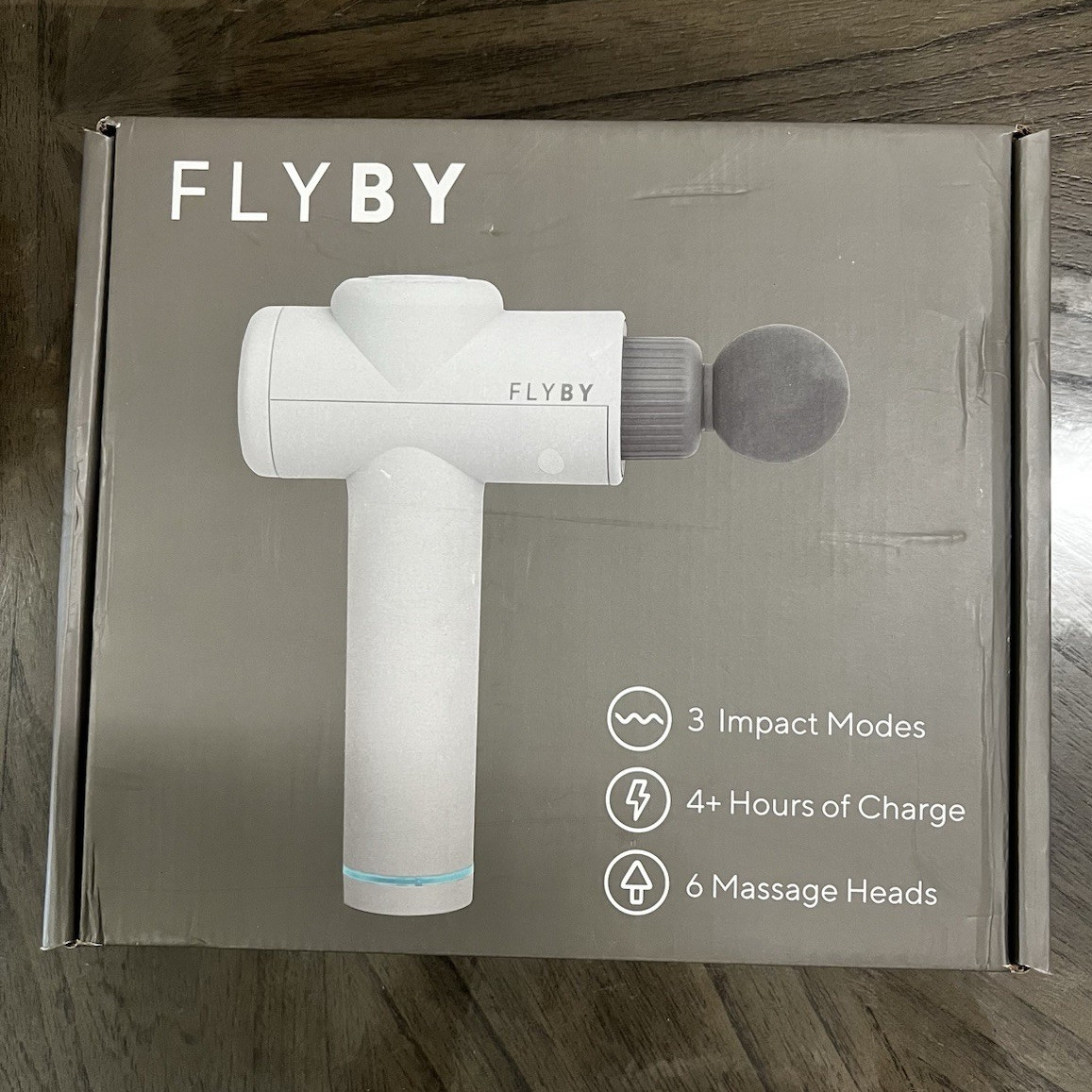 FLYBY F1PRO Percussion Massage Gun 6 Heads Cordless Rechargeable Gray
