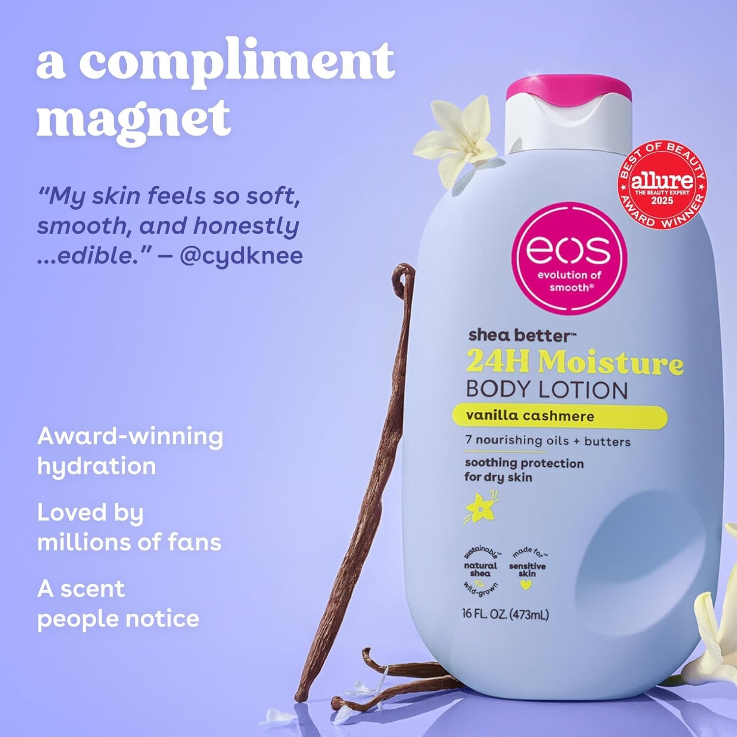 Body Lotion Vanilla Cashmere 24 Hour Moisture Lightweight Non-Greasy