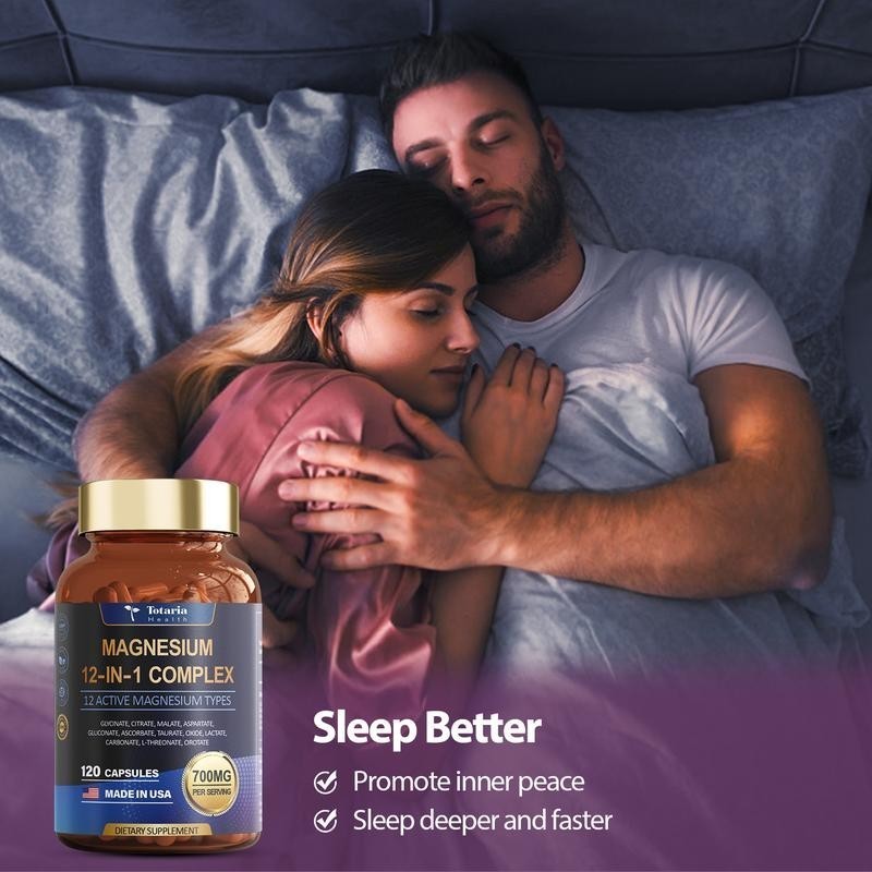 Totaria Health Magnesium 12-in-1 Complex – 700mg | 120 Capsules | Vegan,*Non-GMO