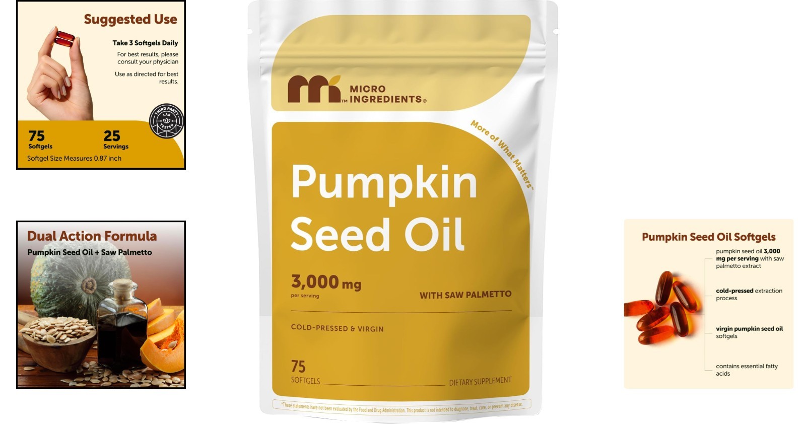 Max Strength Pumpkin Seed Oil with Saw Palmetto – 75 Softgel Nutritional Support
