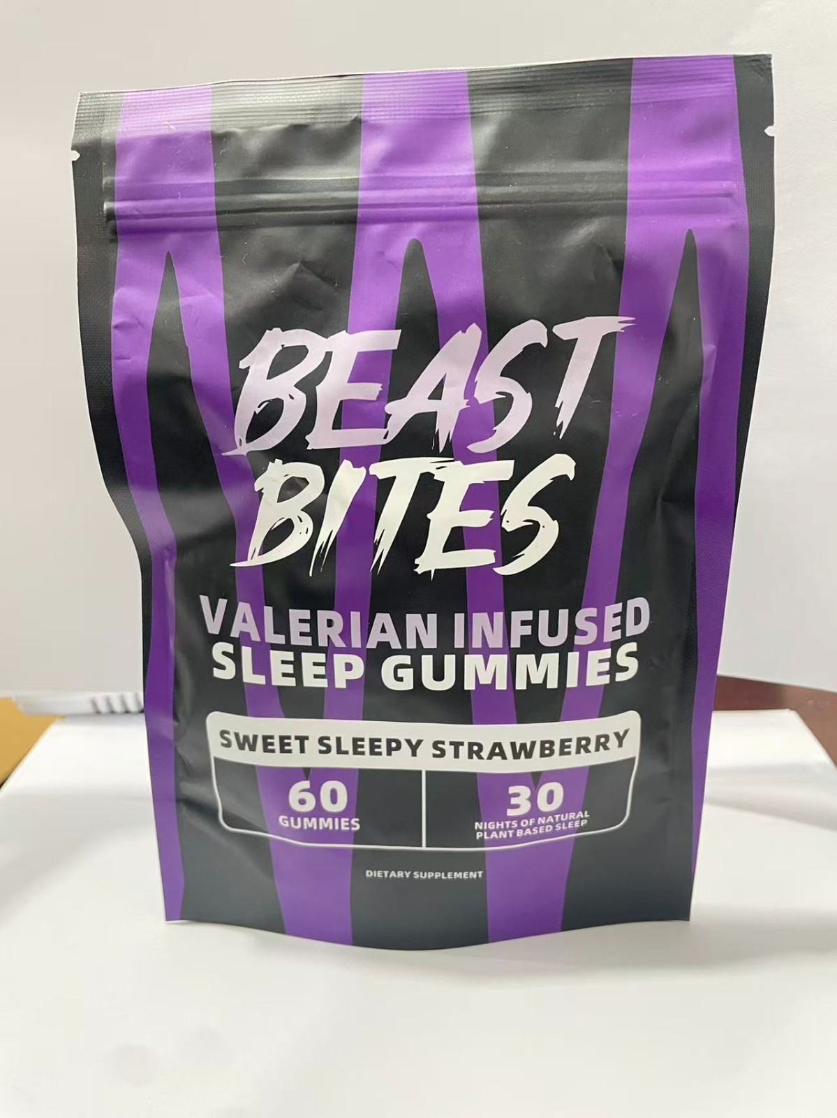 4 bags Beast Bites Herbal Sleep Gummies Sweet Sleepy Strawberry Plant Based 60 G