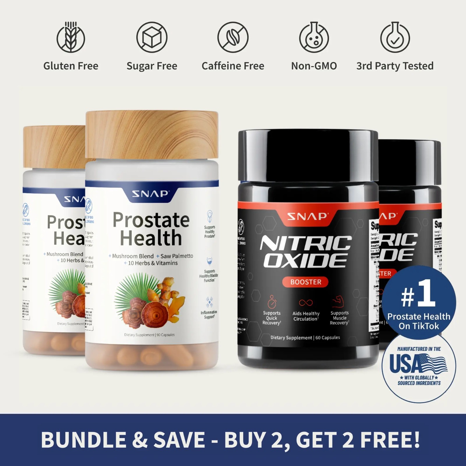 2 Pack Snap Men’s Health Prostate Support Nitric Oxide Supplement
