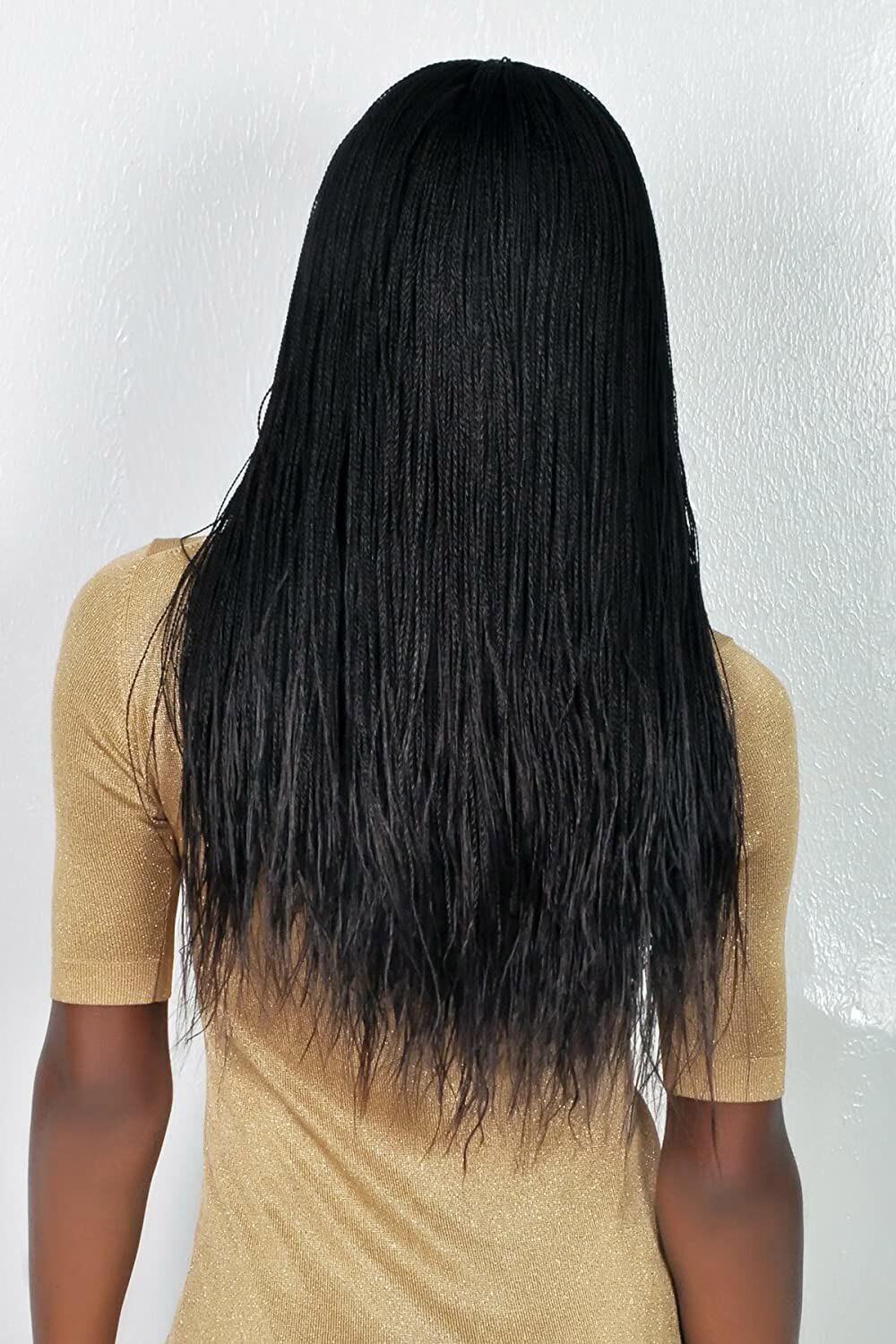 African Braided Wigs Black Micro Braid Wigs None Lace Wigs for Women Daily Wear