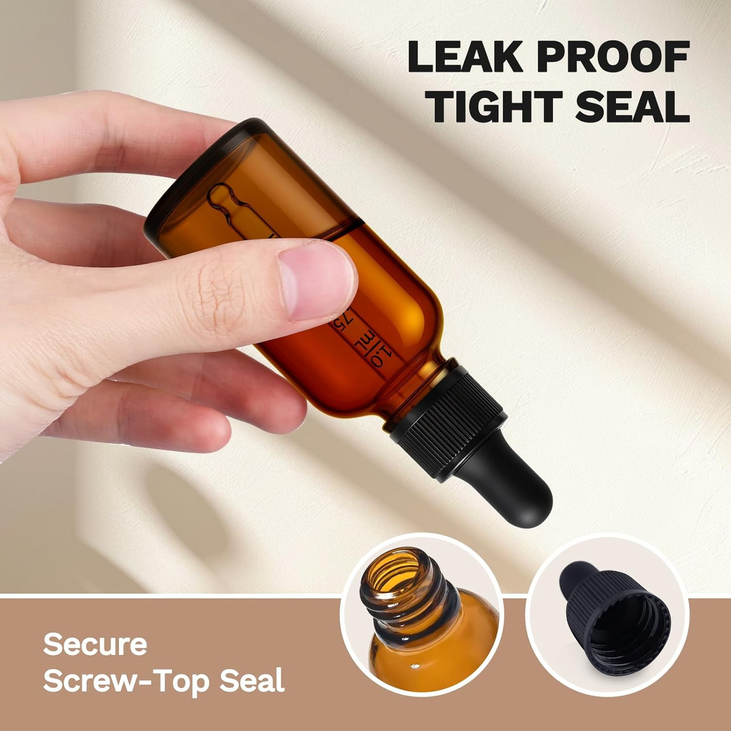 12 Pack, 1 Oz Tincture Bottles with Dropper, Amber Glass Dropper Bottle Leakproo