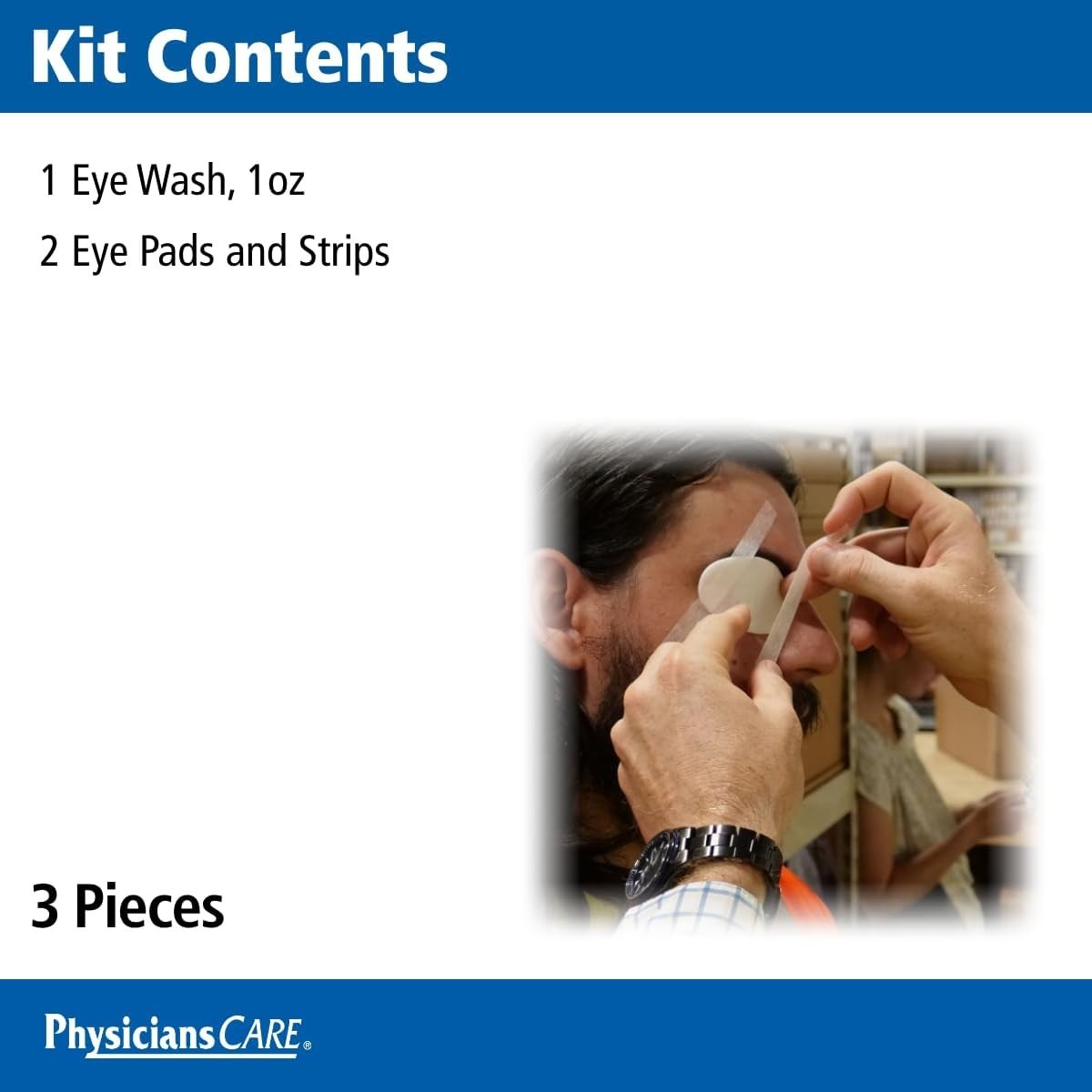First Aid Only 5-Piece Eye Wash Kit with Oval Eye Pads, First Aid Adhesive Strip