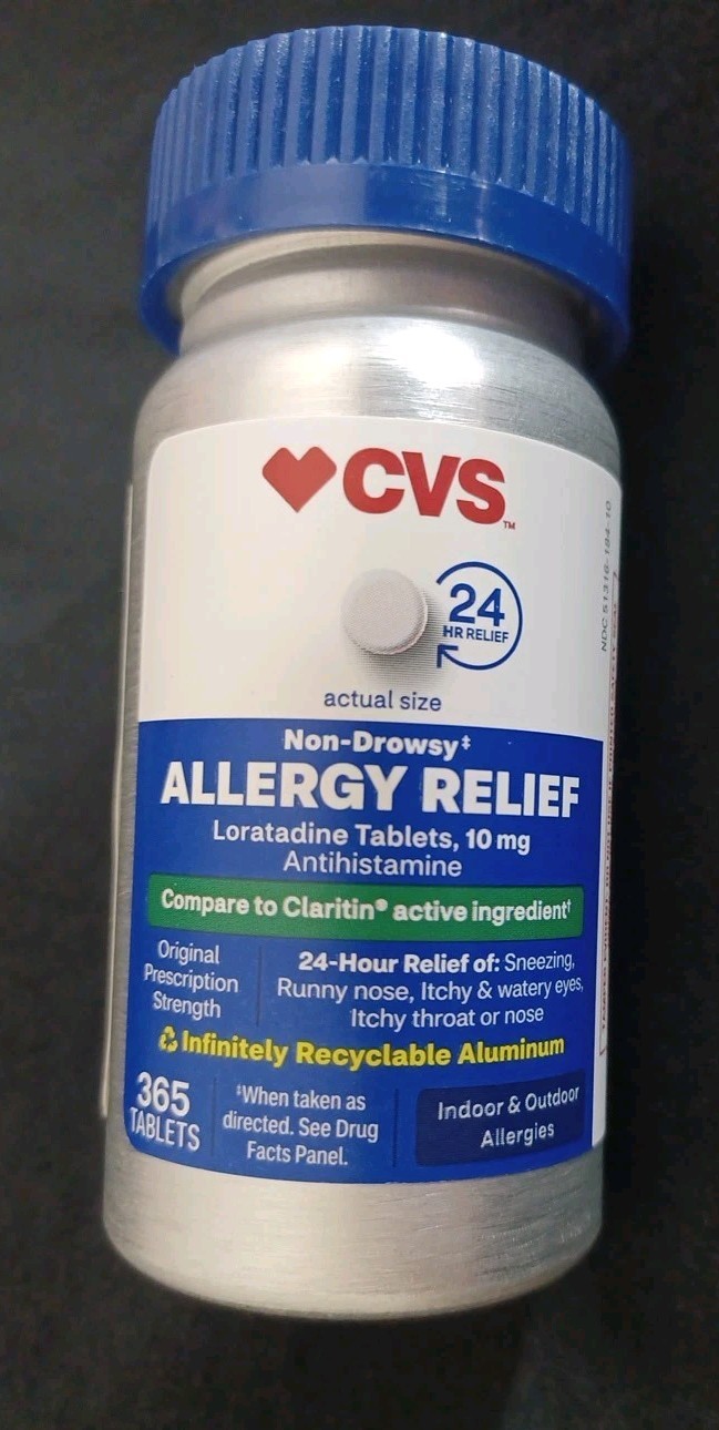 CVS 24HR ALLERGY RELIEF, NON-DROWSY, LORATADINE 365 TABLETS, NEW&SEALED, LAST 2