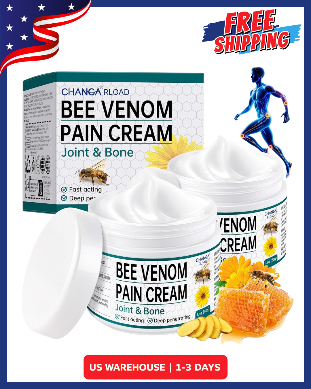 New Zealand Bee Venom Joint Cream for Arthritis Relief, 2 PCS