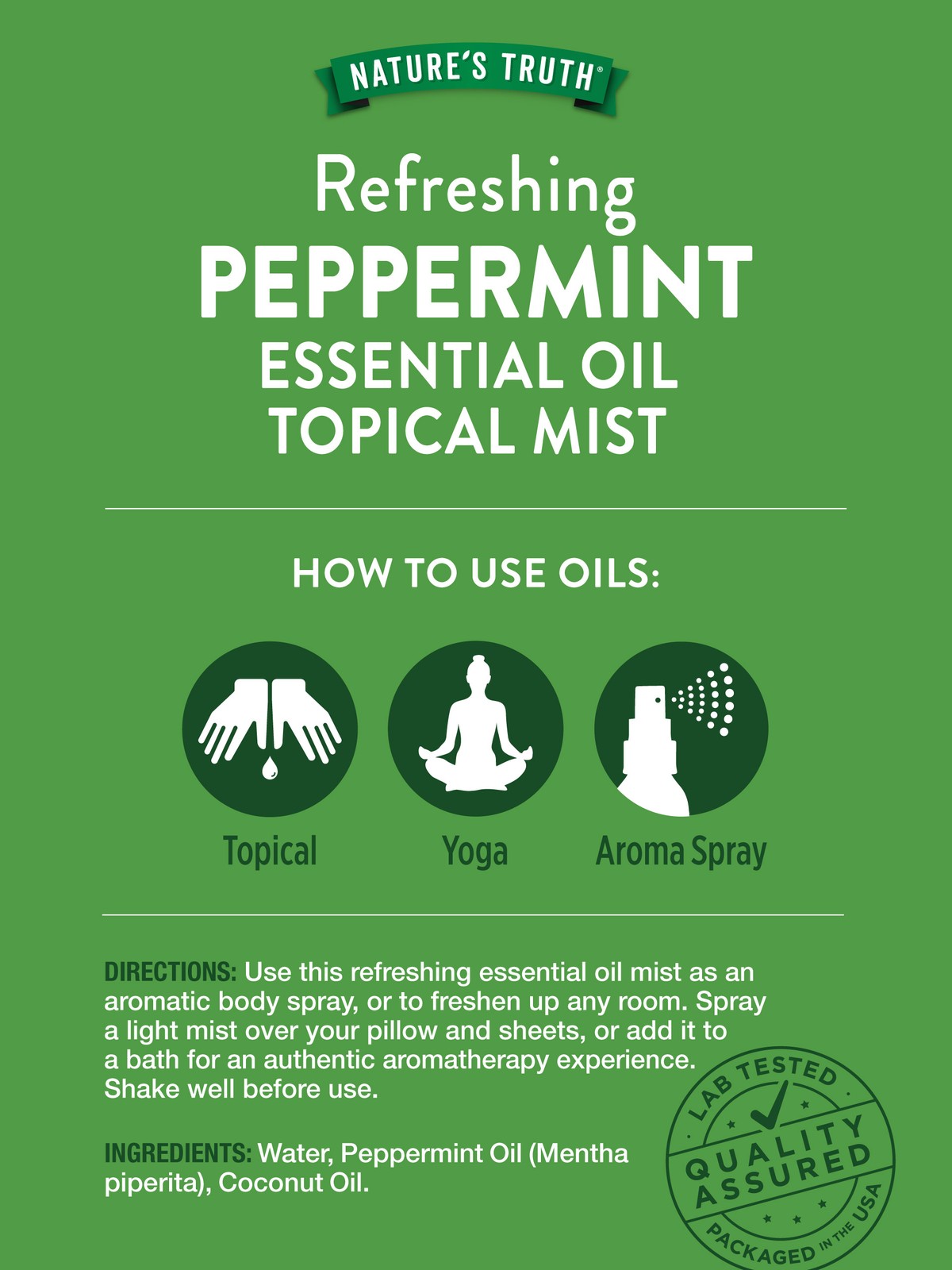 Peppermint Essential Oil Spray 2.4 Fl Oz | Aromatherapy | by Nature’s Truth