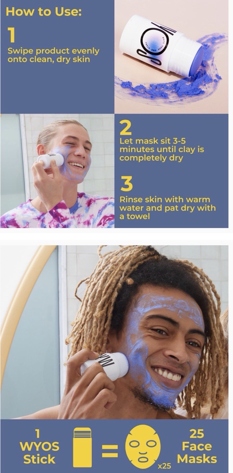 WYOS The Big Reveal Purifying Face Mask Stick Cruelty Free & Vegan
