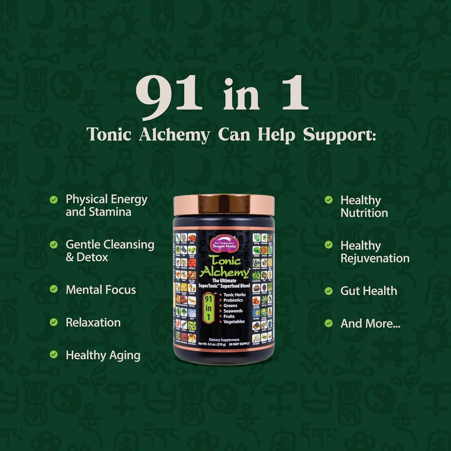 Delicious Peach-Flavored Superfood Greens Powder – 91 All-Natural Ingredients