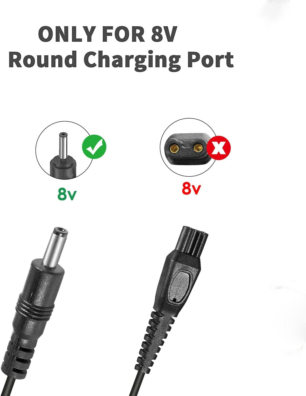 8V Charger Compatible with Philips HQ840 MG3000 MG3750, Electric Shaver Trimmer