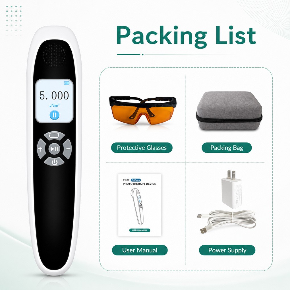 Compact 308nm UVB Light 6 Diodes 20mW/cm² for Skin Evenness and Healthy Glow