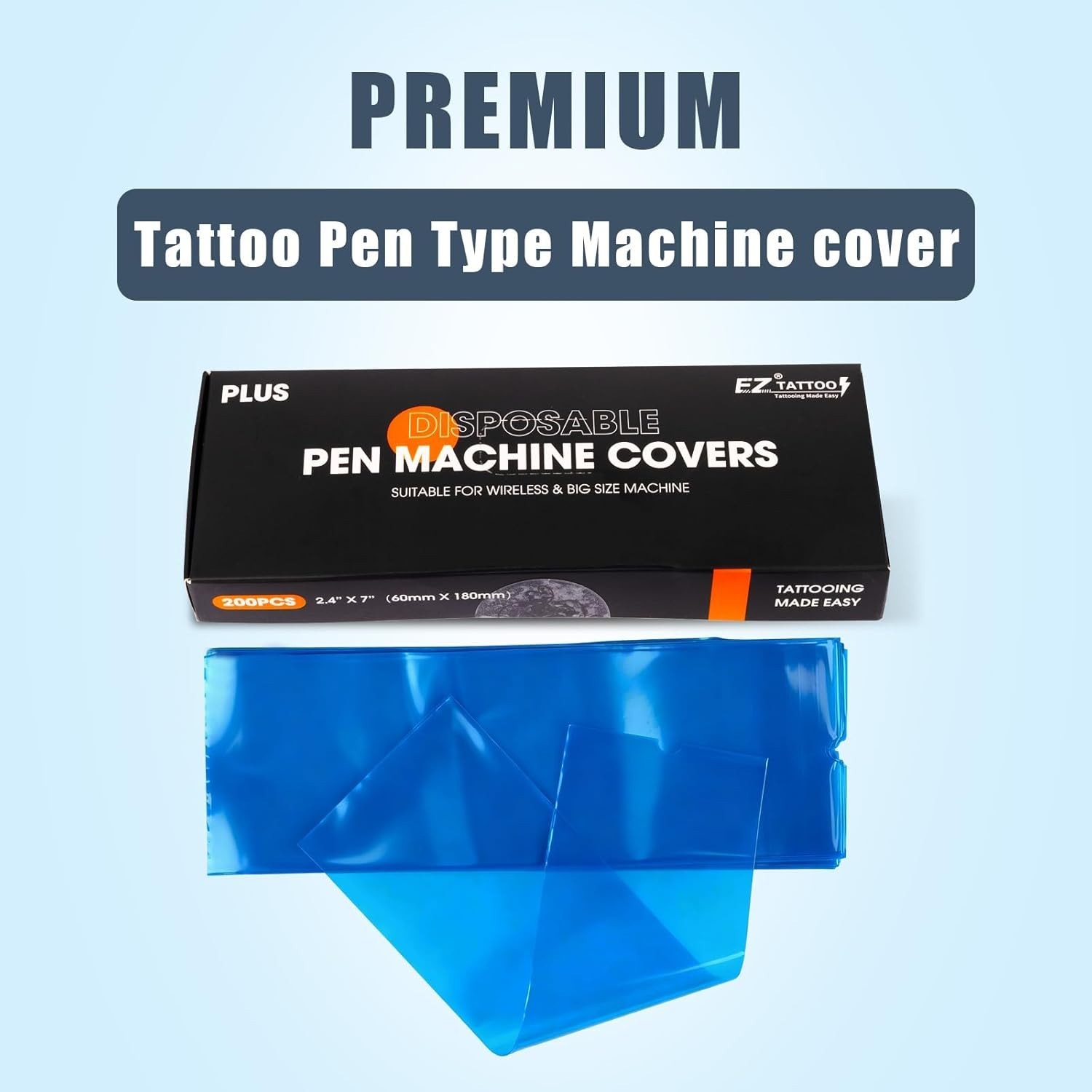 200 Disposable Tattoo Sleeves for Pen Machines – 2.4in x 7in Pre-Punched Design