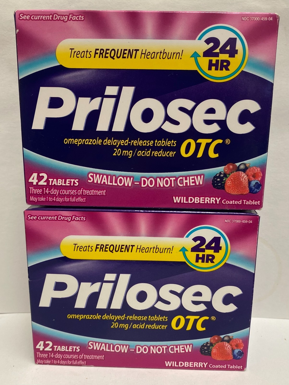 Prilosec OTC Omeprazole 20 mg Acid Reducer Wildberry 42 Ct (Pack of 2) Exp 06/26