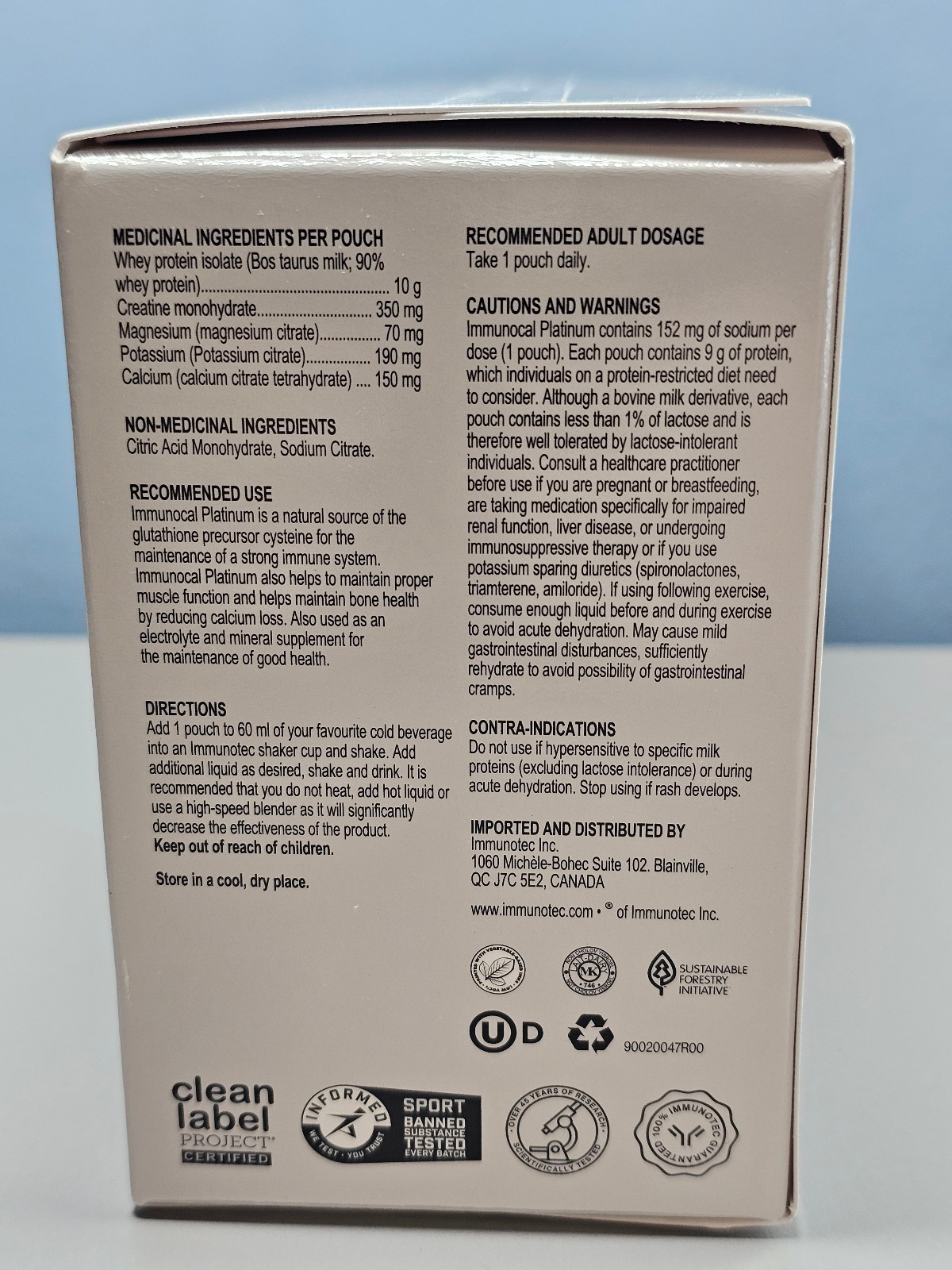 Immunotec Immunocal Platinum Supplement- 30 pouches – Exp 11/2028 – New! Sealed!