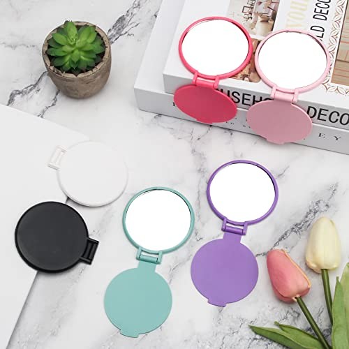Pcs Mini Folding Mirror Round Compact, 2.4 in Small Portable Travel Makeup 12