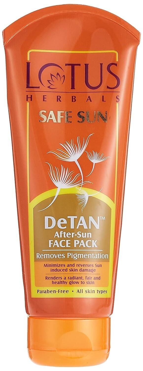 Lotus Herbals Safe Sun Detan After-Sun Face Pack cream (100g) Free Shipping