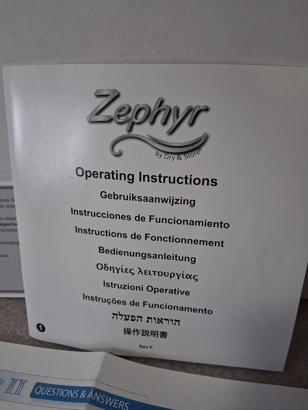 Operating Instructions Manual For Only Dry & Store Zephyr Hearing Aid Dryer