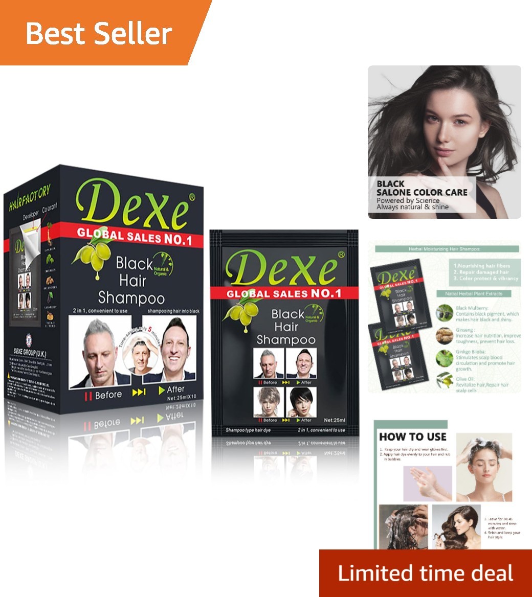 Cover Grey Hair Easily – 10 PCS Instant Black Hair Shampoo, Lasts 30 Days!