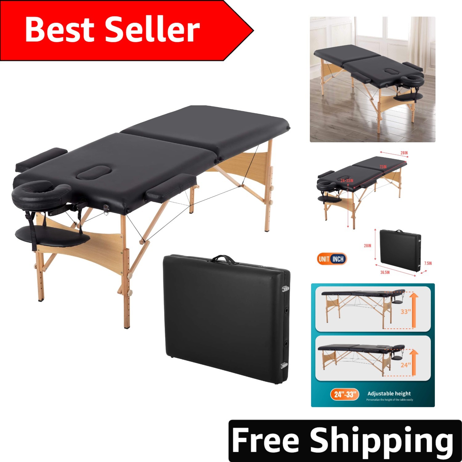Professional Portable Massage Table with Non-Woven Bag – Perfect for Therapists