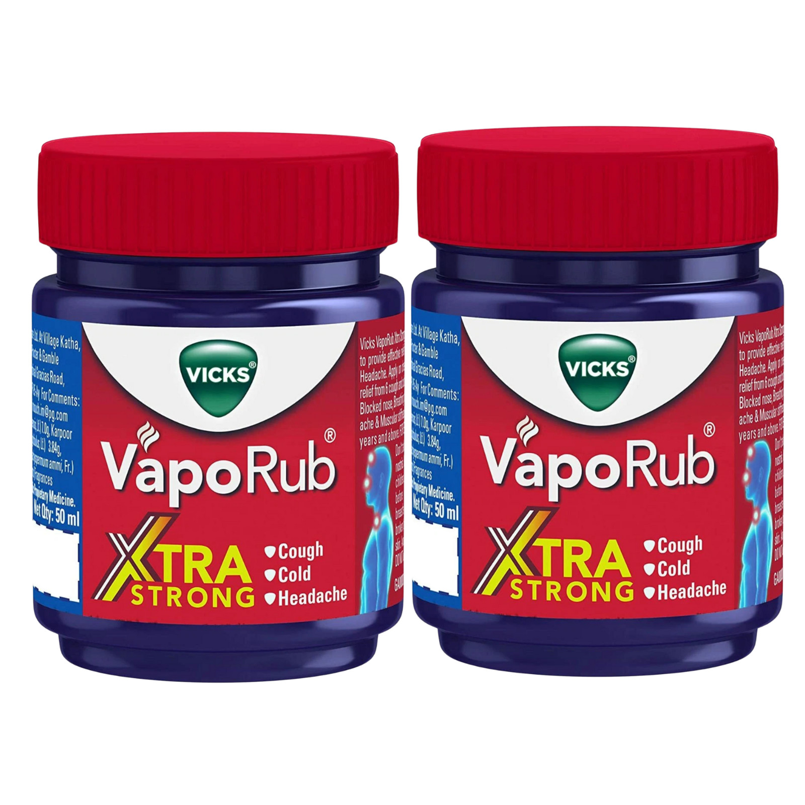 Vicks VapoRub Xtra Strong 50ml Chest Rub Cold Cough Relief Headache Body Ache