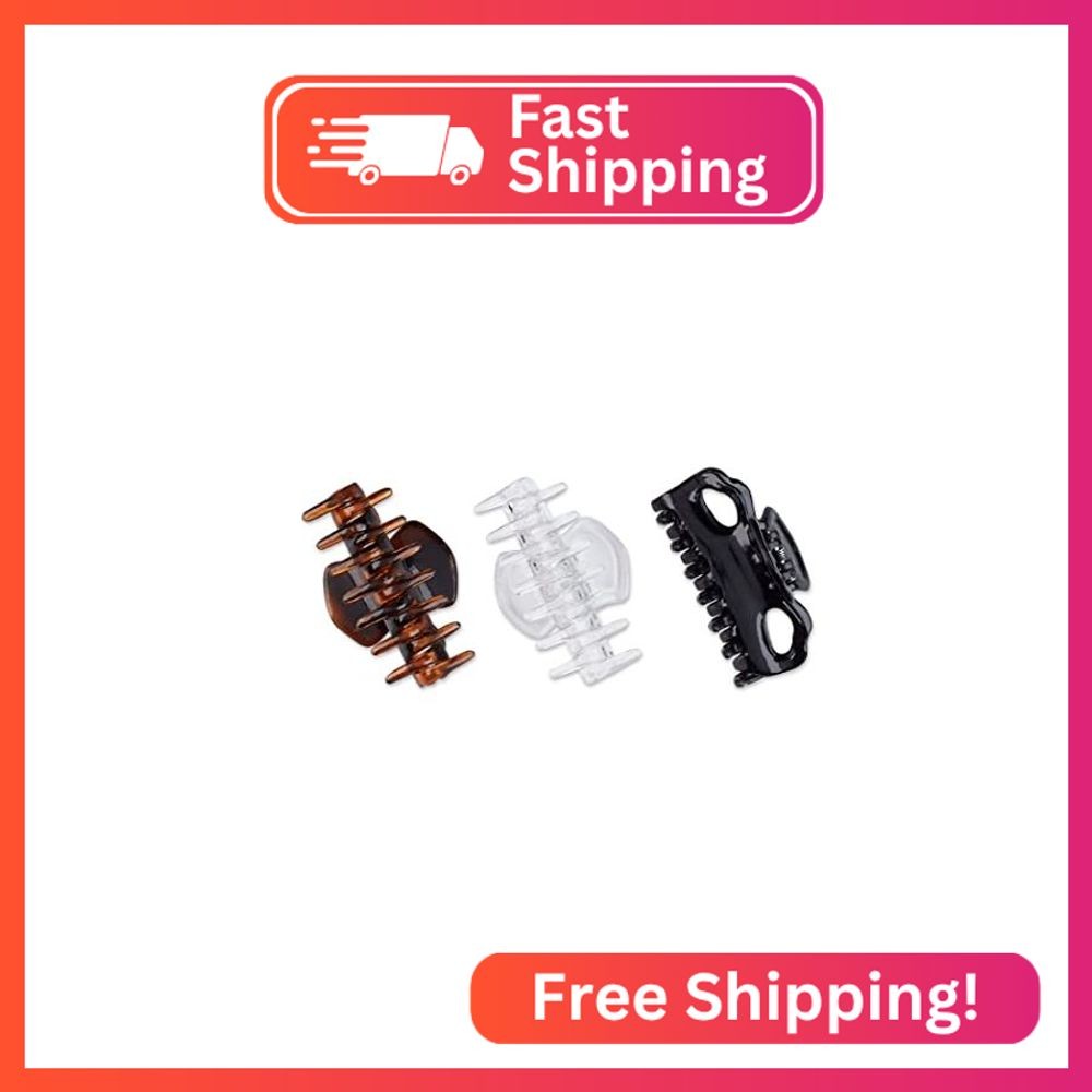 Scunci 2-Loop Jaw Clips, 6-CM Assorted Colors, 3-Count per Pack (1-Pack)