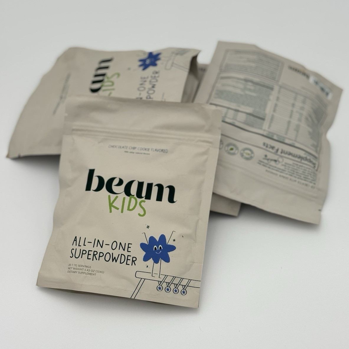 Beam Kids Superpowder Supplement Powder Chocolate Chip Cookie 5.4oz 3pc Vitamin