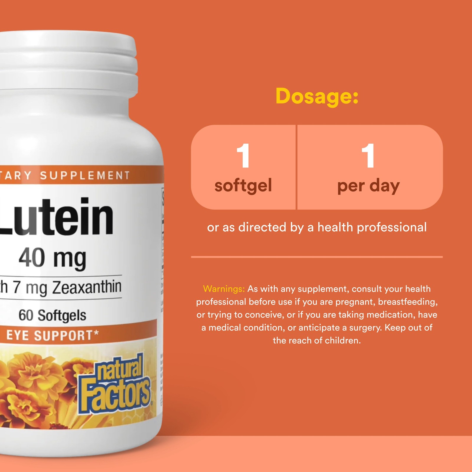 Natural Factors, Lutein 40 mg, Antioxidant Support for 60 Count (Pack of 1)