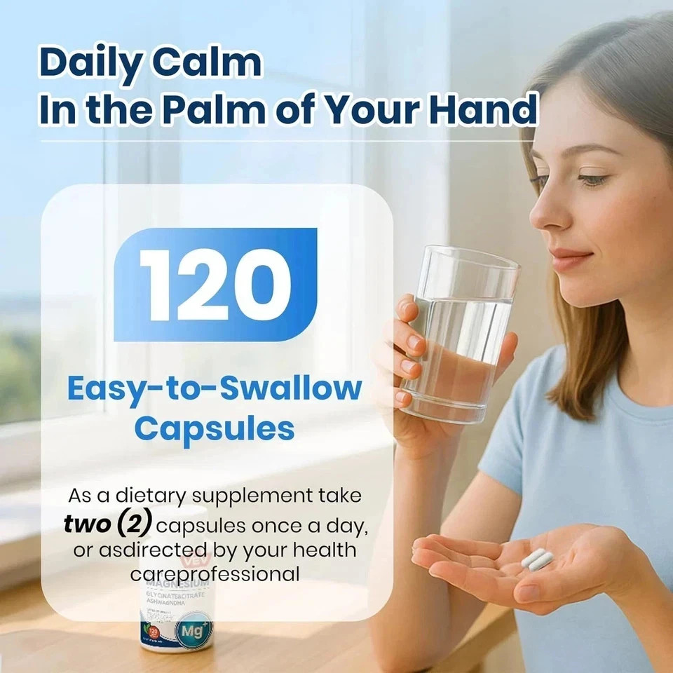 VEV DeepCalm 15 in 1 Magnesium Glycinate & Citrate Complex Capsules.
