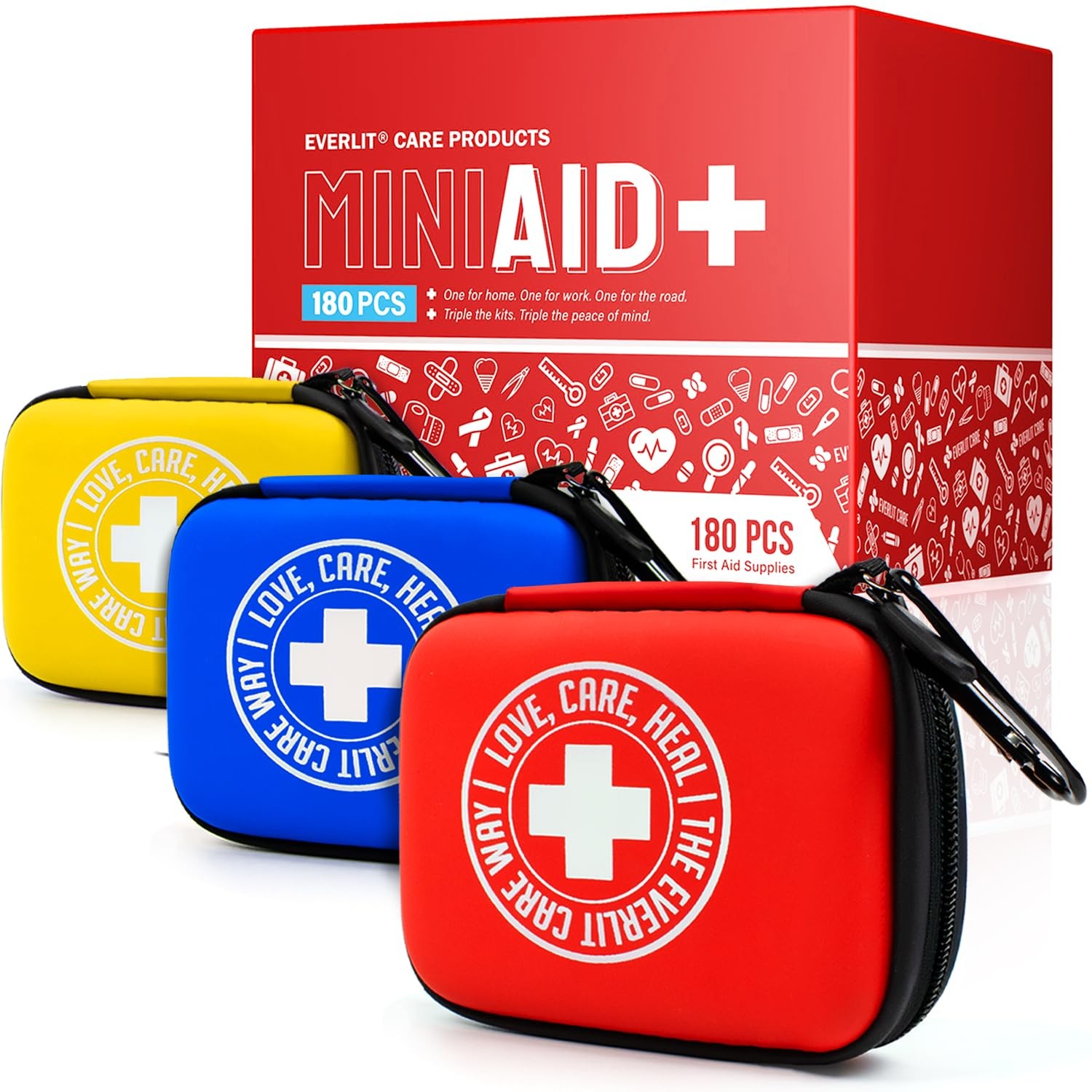 EVERLIT CARE MiniAid First Aid Kit | Compact & Lightweight Case with Carabine…