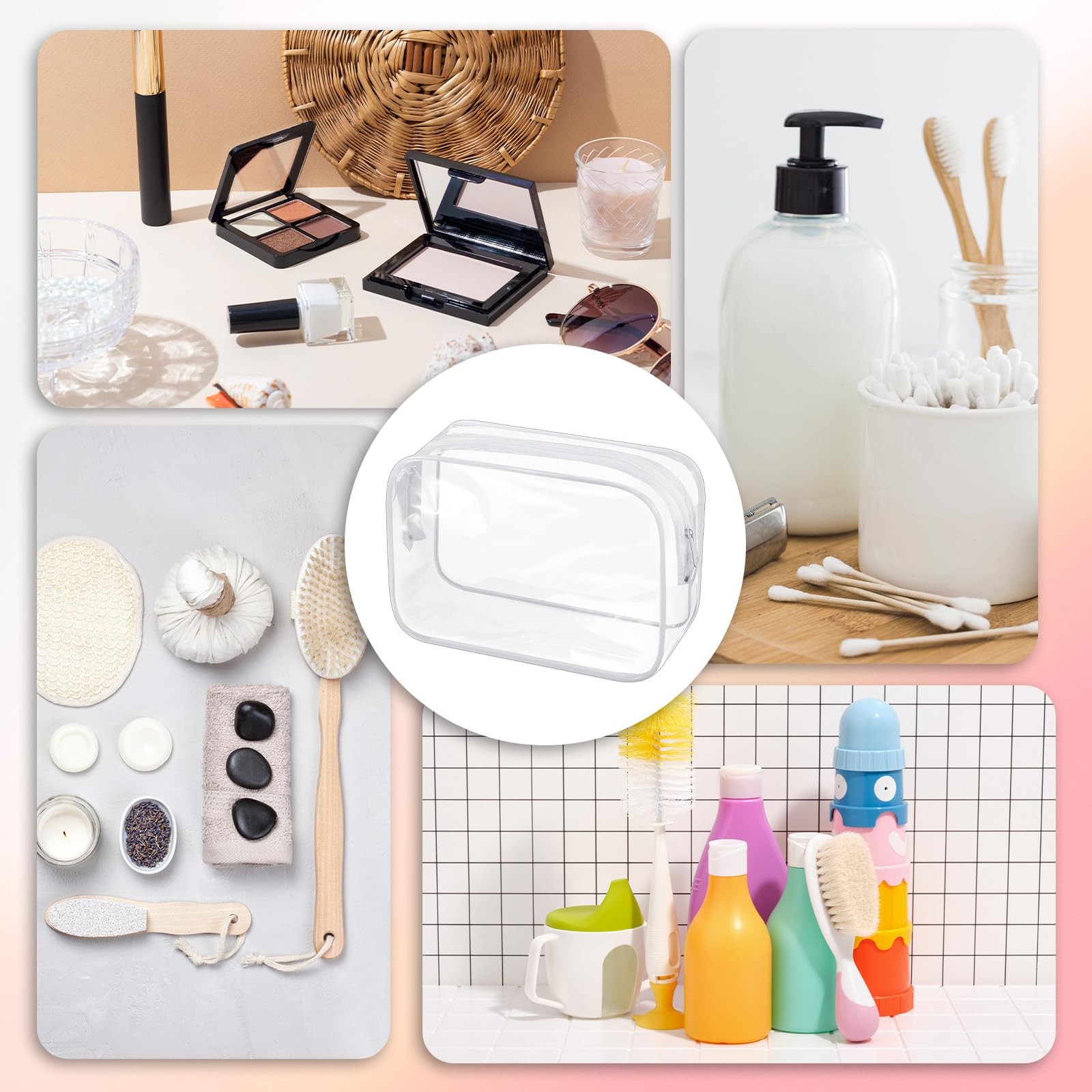 28 Pack Clear Cosmetic Bags Makeup Bulk, Portable 18*12*6cm,
