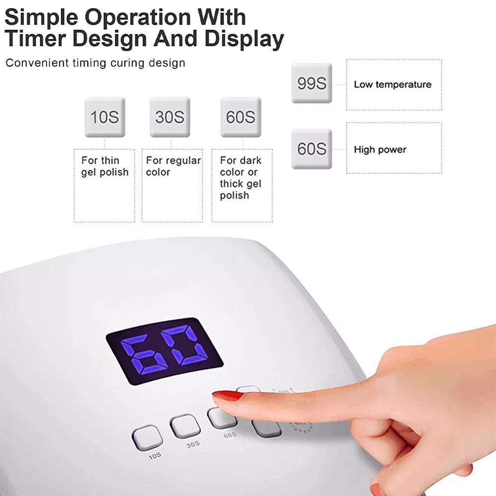 48W Wireless Rechargeable Cordless LED/UV Nail Lamp Gel Polish Quick Nail Dryer